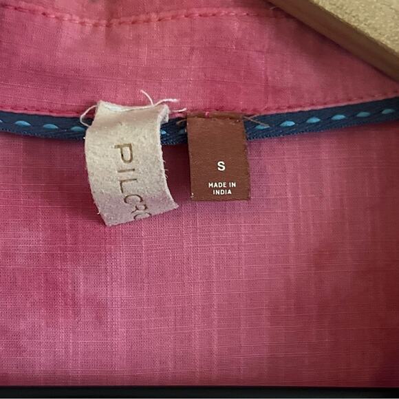 Anthropologie Pilcro The Cate Classic Button Down Embroidered Shirt Small Pink - Picture 7 of 9